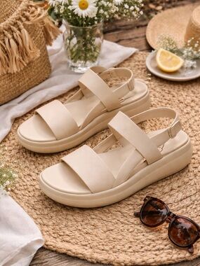 NATURALIZER Platform Sandals – Neutral Beige | Size 12W